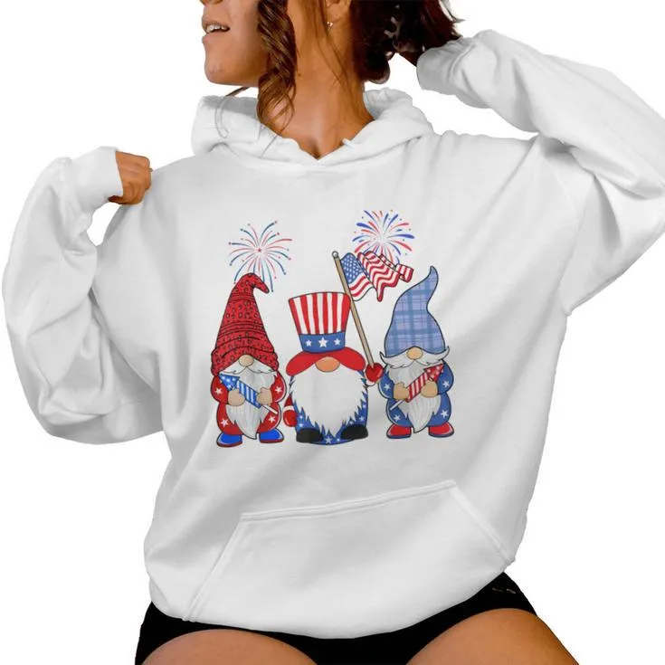 4Th Of July Leopard Gnomes Firework Usa American Women Women Hoodie