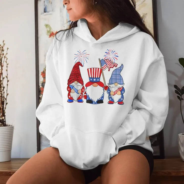 4Th Of July Leopard Gnomes Firework Usa American Women Women Hoodie