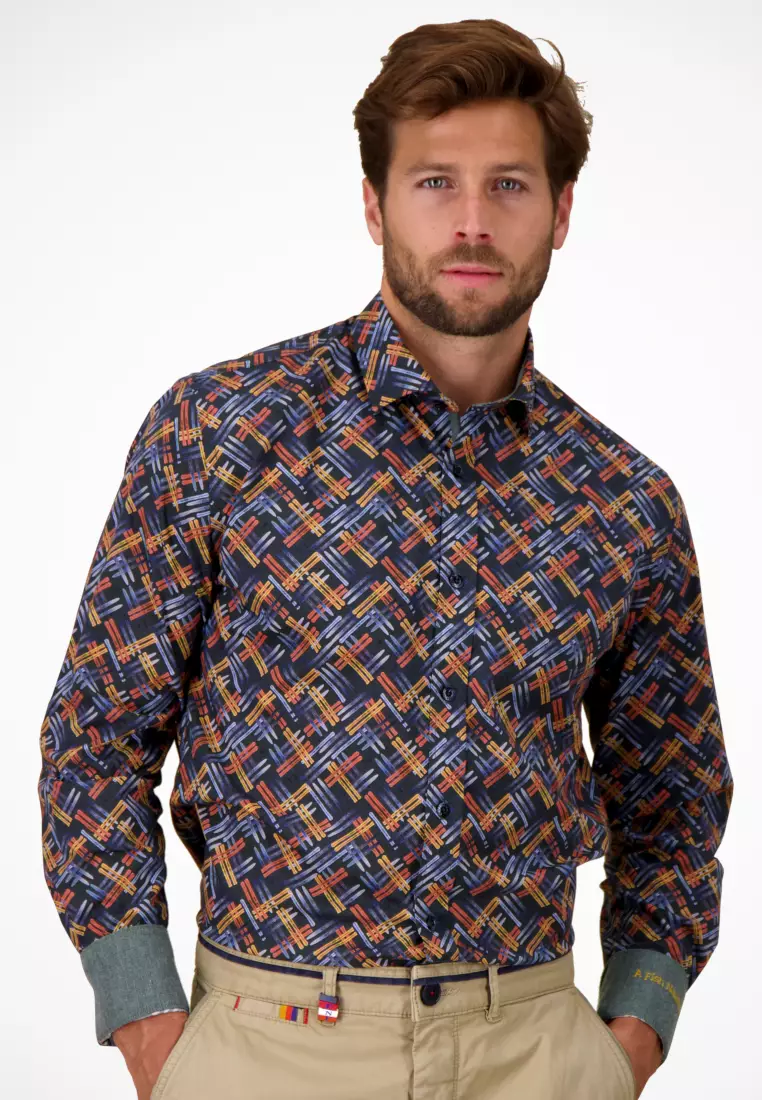 A Fish Named Fred Checker Ski Board Design Long Sleeve Shirt