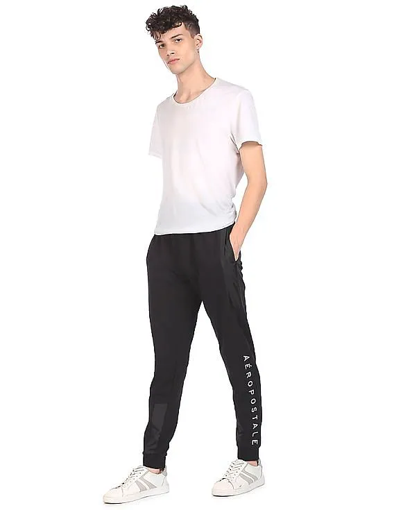 Aeropostale Men Black Drawstring Waist Solid Joggers