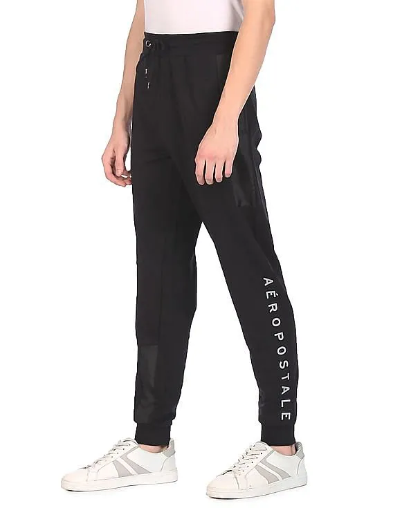 Aeropostale Men Black Drawstring Waist Solid Joggers