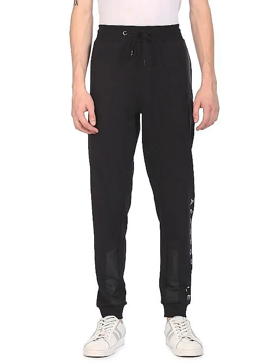 Aeropostale Men Black Drawstring Waist Solid Joggers