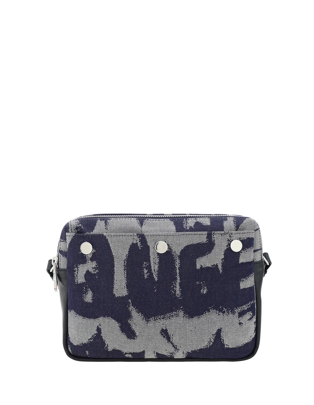 ALEXANDER MCQUEEN Indigo Graffiti McQueen Denim Shoulder Bag