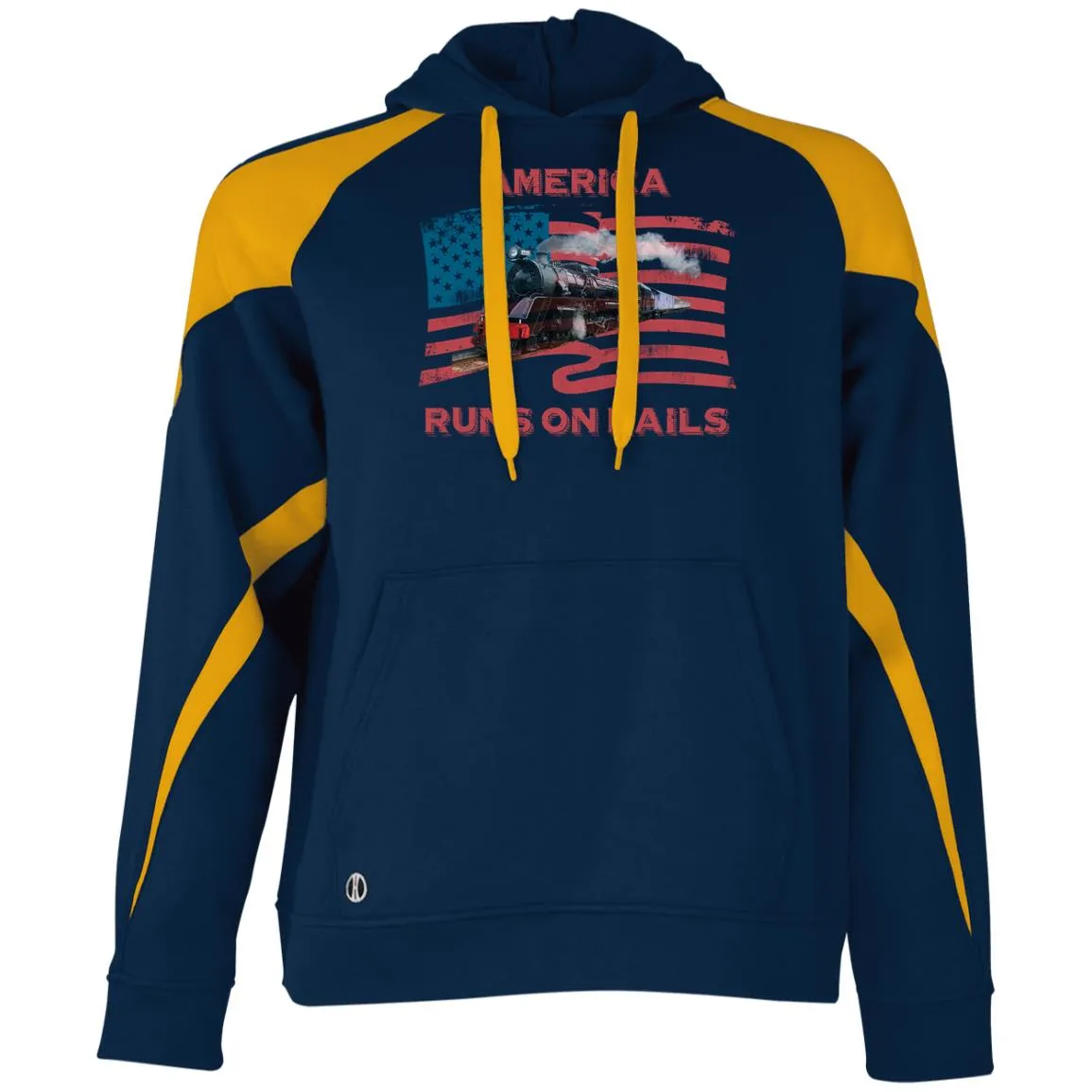 America Runs on Rails Athletic Colorblock Fleece Hoodie