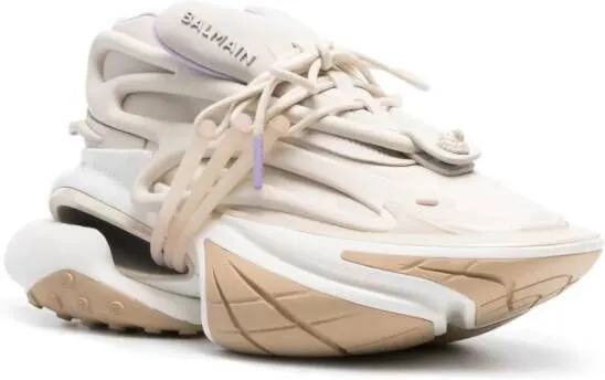 Balmain Unicorn panelled chunky sneakers Neutrals