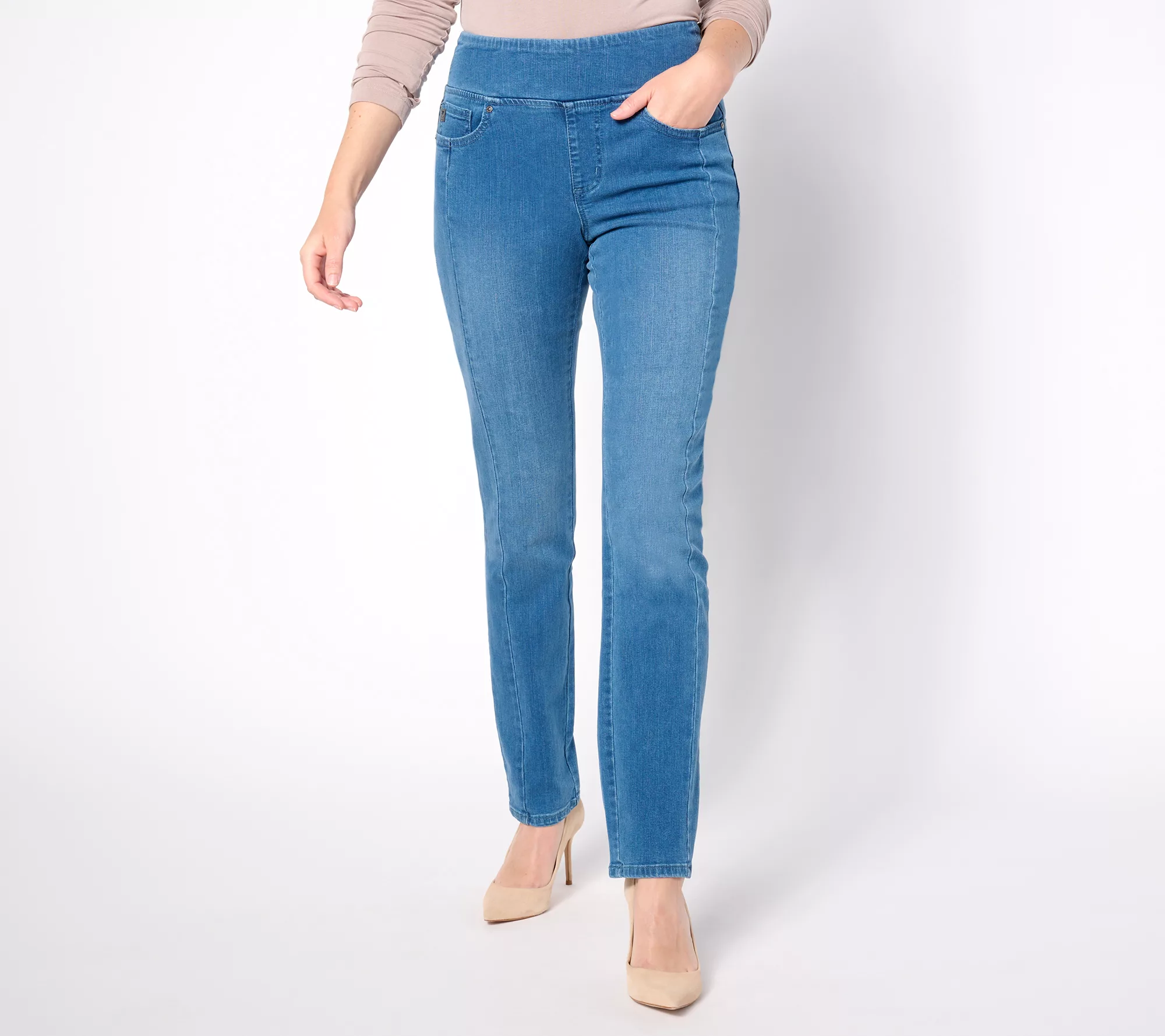 Belle by Kim Gravel Reg TripleLuxe Denim Forward Seam Jeans