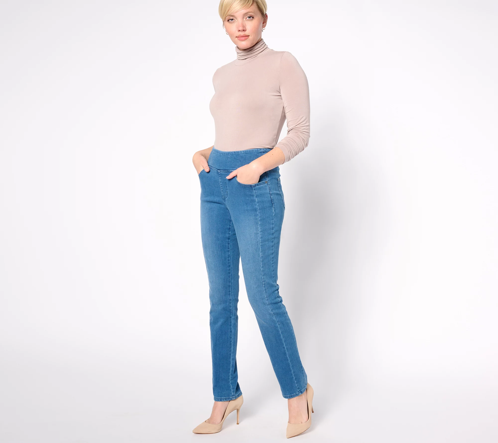 Belle by Kim Gravel Reg TripleLuxe Denim Forward Seam Jeans