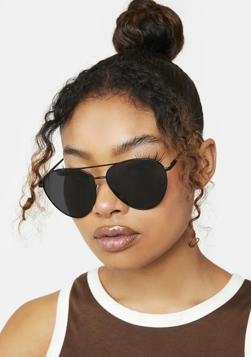 Black Charlie Aviator Sunglasses-