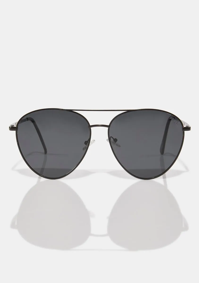 Black Charlie Aviator Sunglasses-