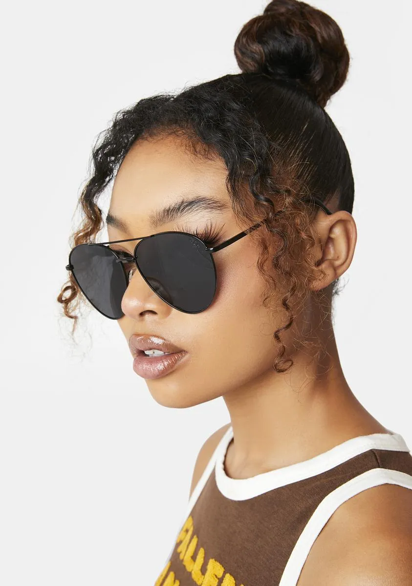 Black Charlie Aviator Sunglasses-