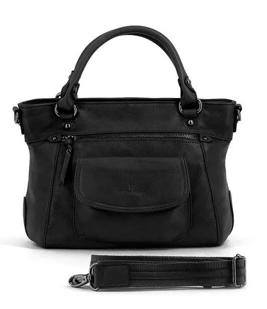 Black cowhide leather bag 414719 hand and shoulder