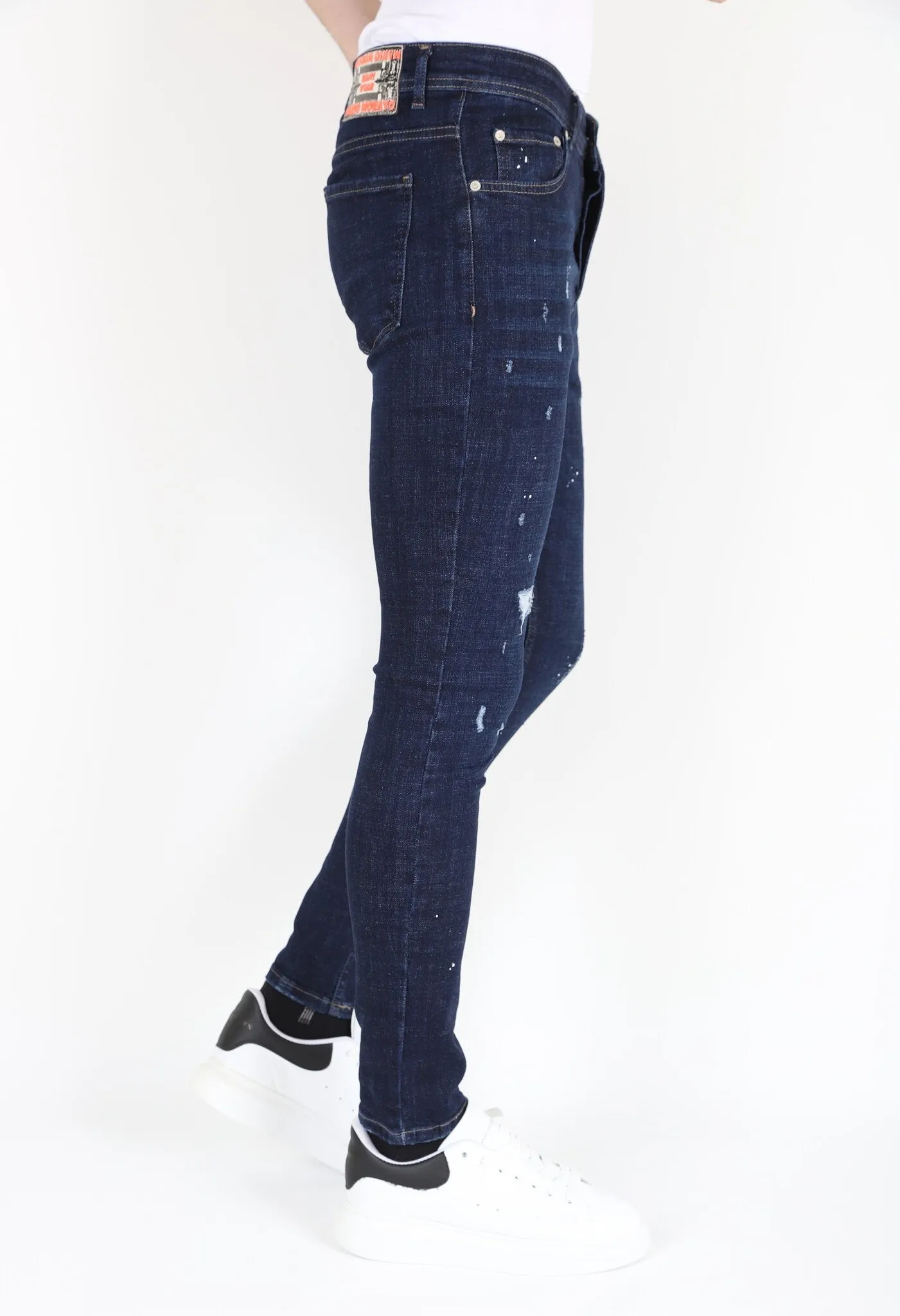 Blue Men's Denim Jeans Slim-fit with Holes 