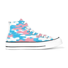 Blue Pink White Pride Camouflage Converse Style' Canvas High-Top Sneakers