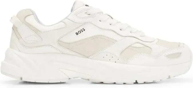 BOSS logo-print leather sneakers White