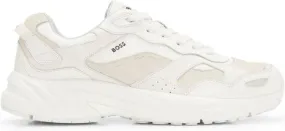 BOSS logo-print leather sneakers White