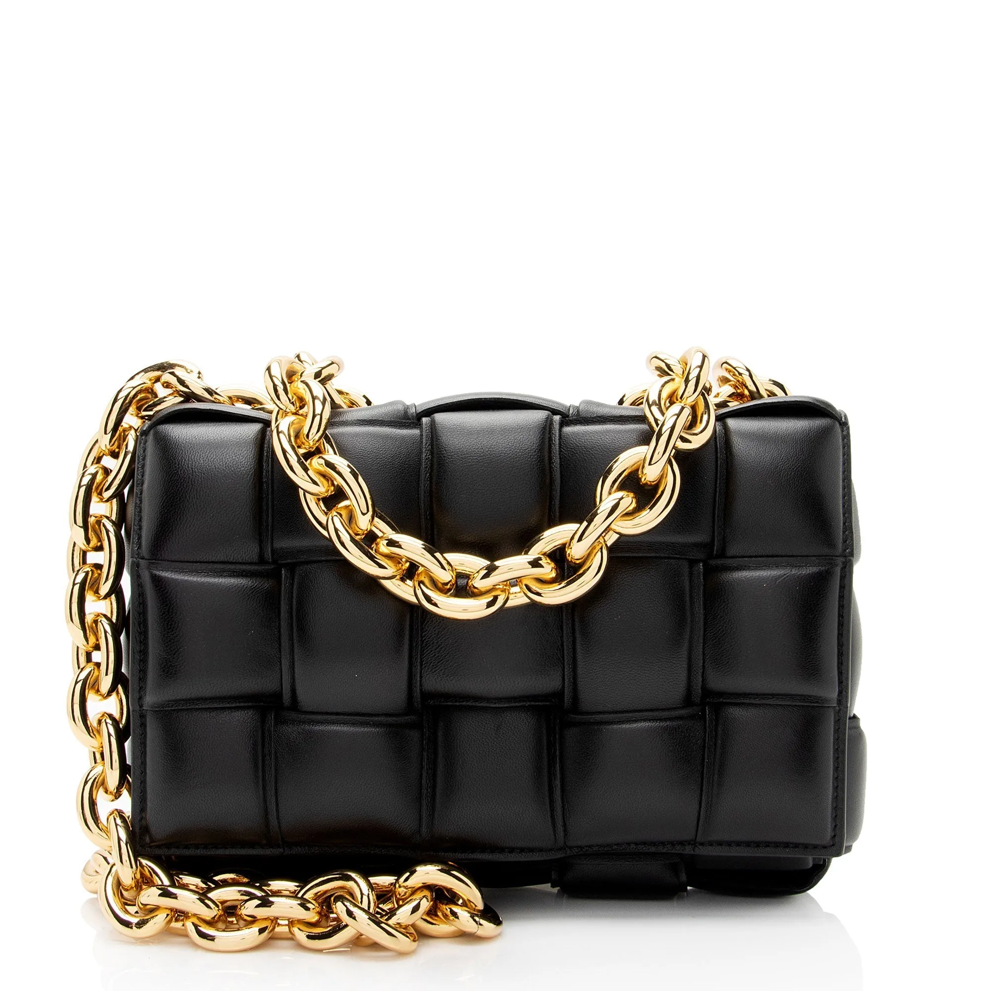 Bottega Veneta Lambskin Cassette Chain Maxi Shoulder Bag