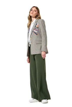 Caroline Biss FERN GREEN LOOSE-FITTING WIDE TROUSERS