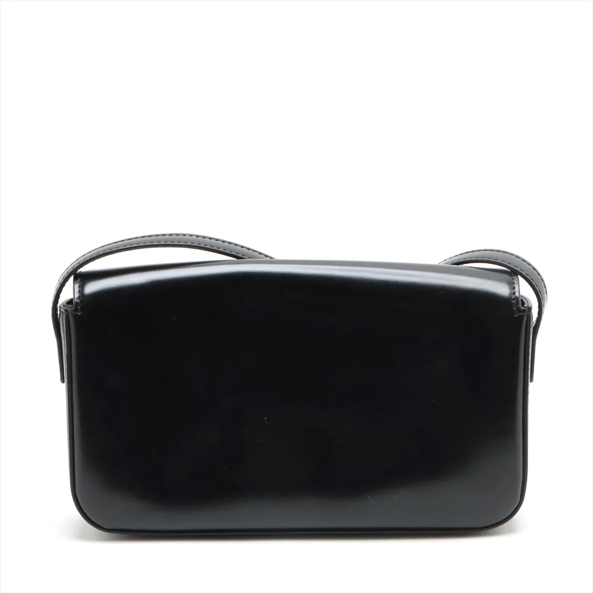 Celine Triomphe Claude Black Shiny Calfskin Shoulder Bag