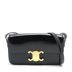 Celine Triomphe Claude Black Shiny Calfskin Shoulder Bag