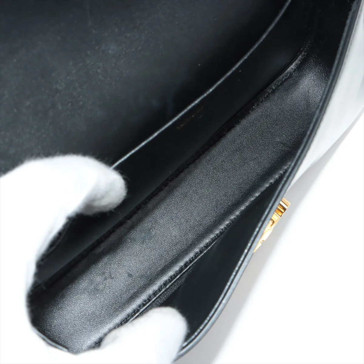 Celine Triomphe Claude Black Shiny Calfskin Shoulder Bag