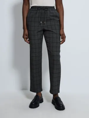 Charcoal Checked Tapered Joggers | Women | George at ASDA