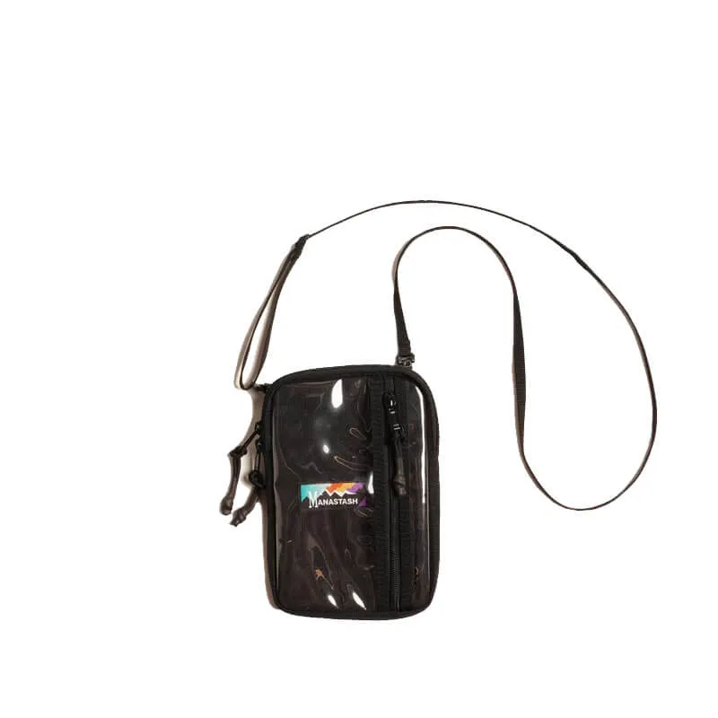 Clear Pocket Shoulder Bag - Black