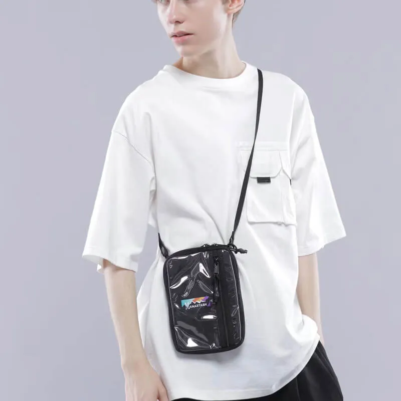 Clear Pocket Shoulder Bag - Black