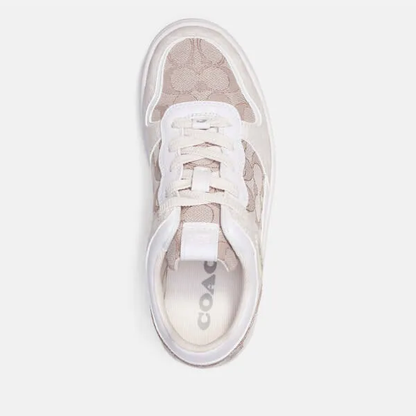 Coach C201 Basket Logo-Jacquard and Leather Trainers