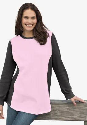 Colorblock Scoopneck Thermal Sweatshirt