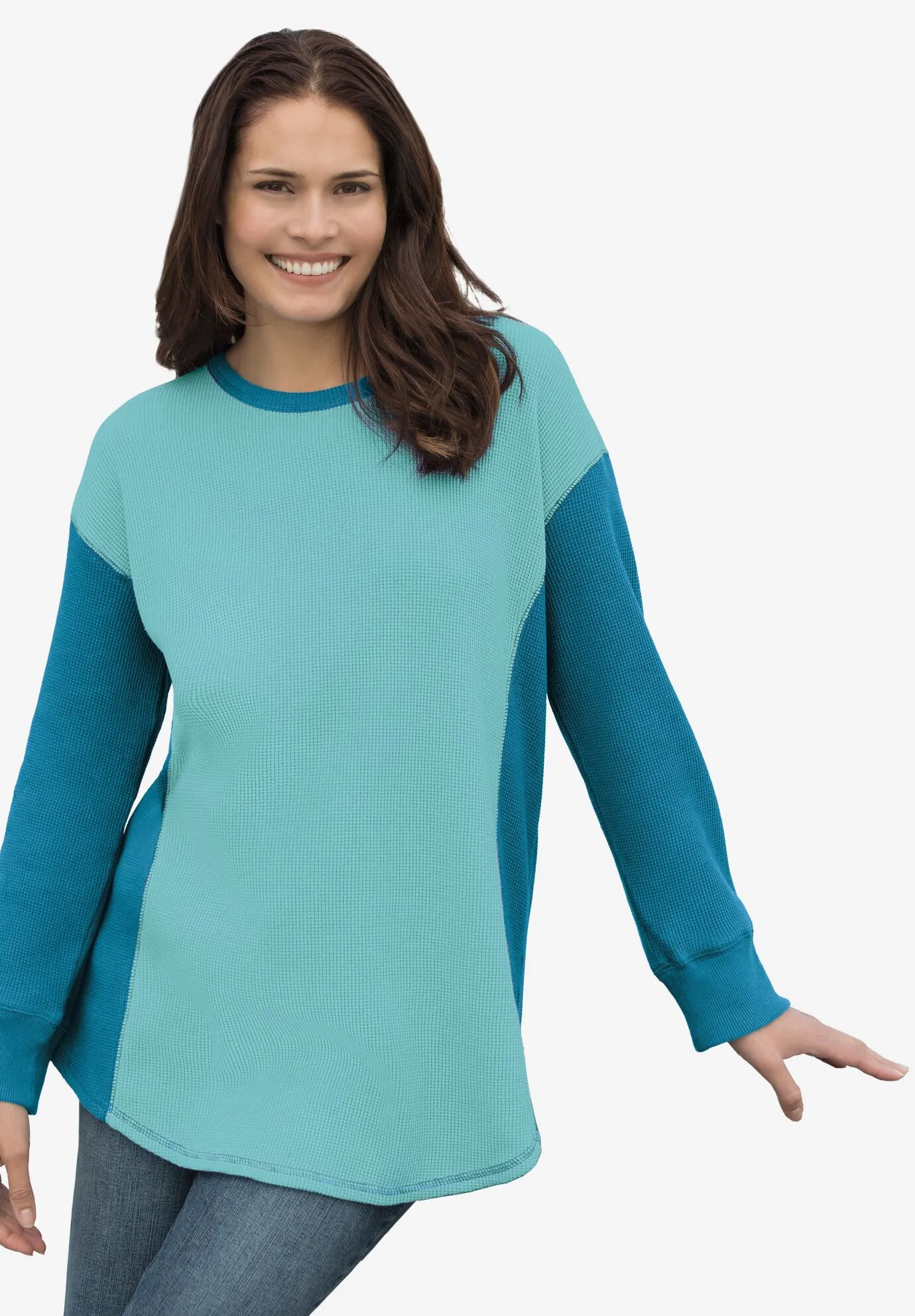 Colorblock Scoopneck Thermal Sweatshirt