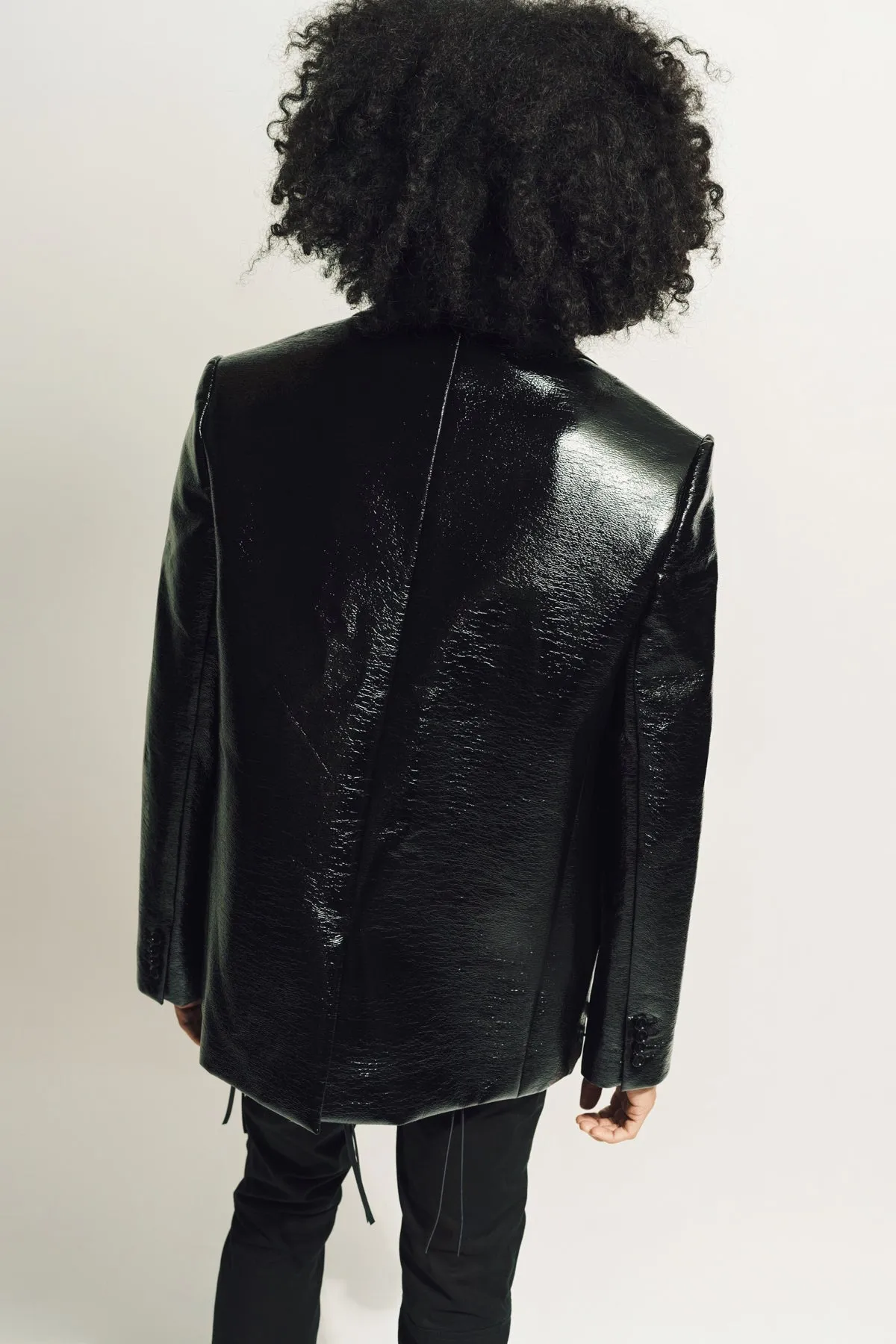 COURRGES | ZIPPED SLEEVES VINYL TAILORED JACKET