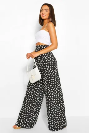 Daisy Floral Pleat Front Wide Leg Woven Trousers