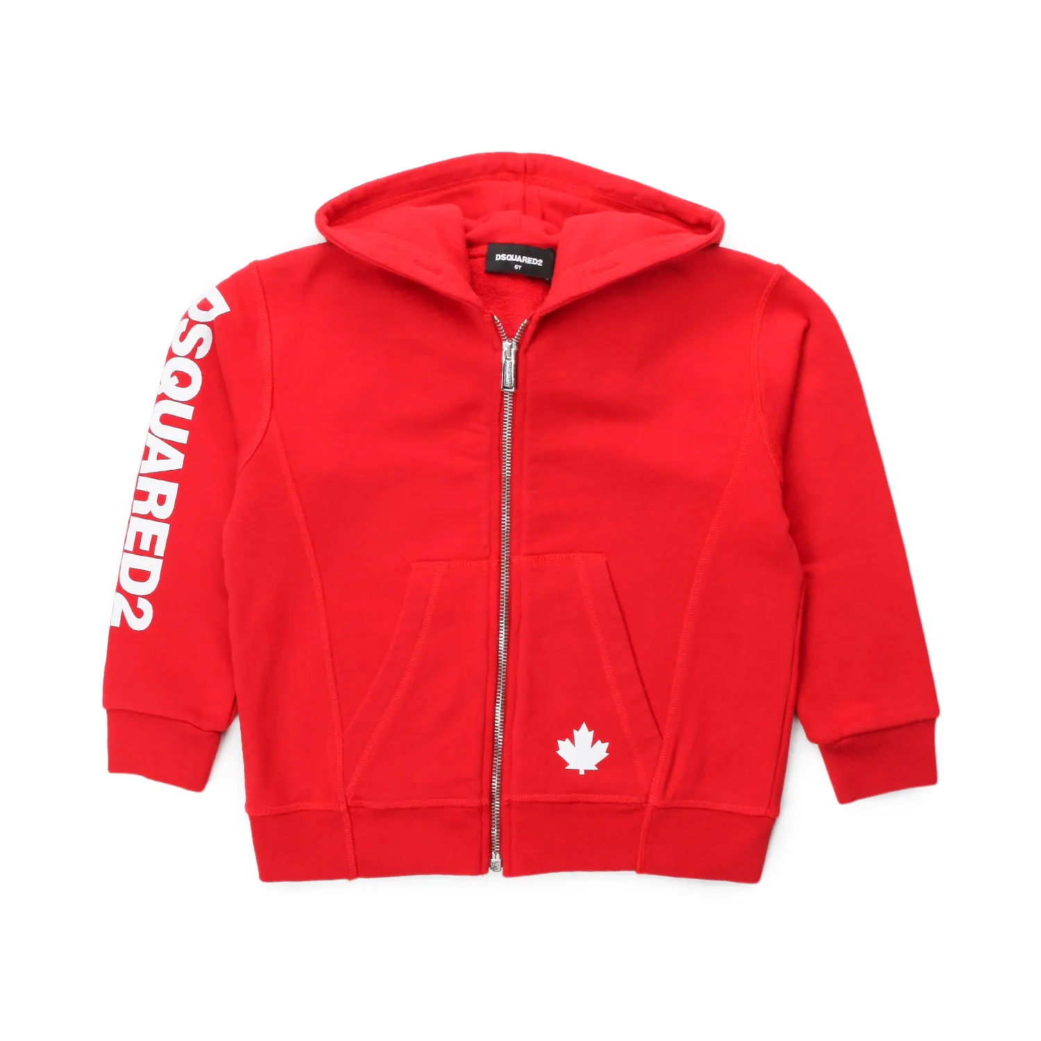 Dsquared2 Red Hoodie Sweatshirt With Zip For Kids