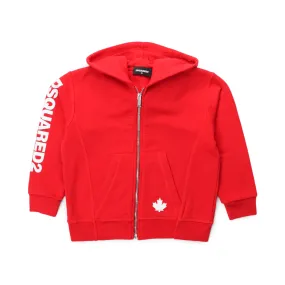 Dsquared2 Red Hoodie Sweatshirt With Zip For Kids