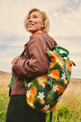 Dylan - Canvas Backpack in Green Daisy-Lu Print