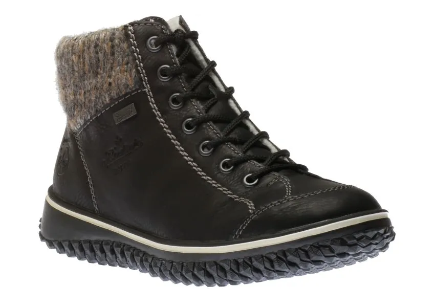 Eagle Black Knit Lace-Up Ankle Boot