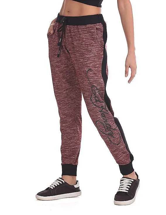 EdHardy Women Contrast Panel Heathered Joggers