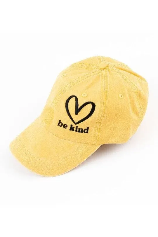 Embroidered Be Kind Heart Canvas Hat