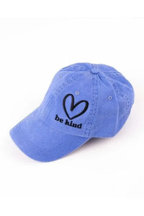 Embroidered Be Kind Heart Canvas Hat