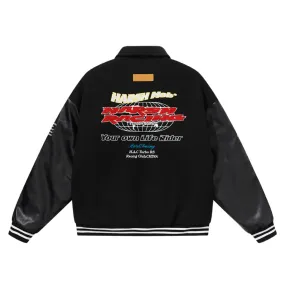 Embroidered Racing Varsity Jacket