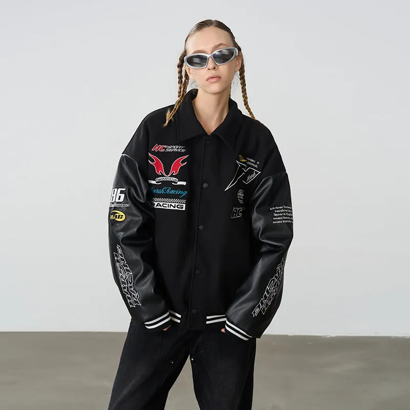 Embroidered Racing Varsity Jacket