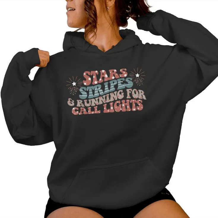 Er Nurse 4Th July Stars Stripes And Running For Call Lights Women Hoodie