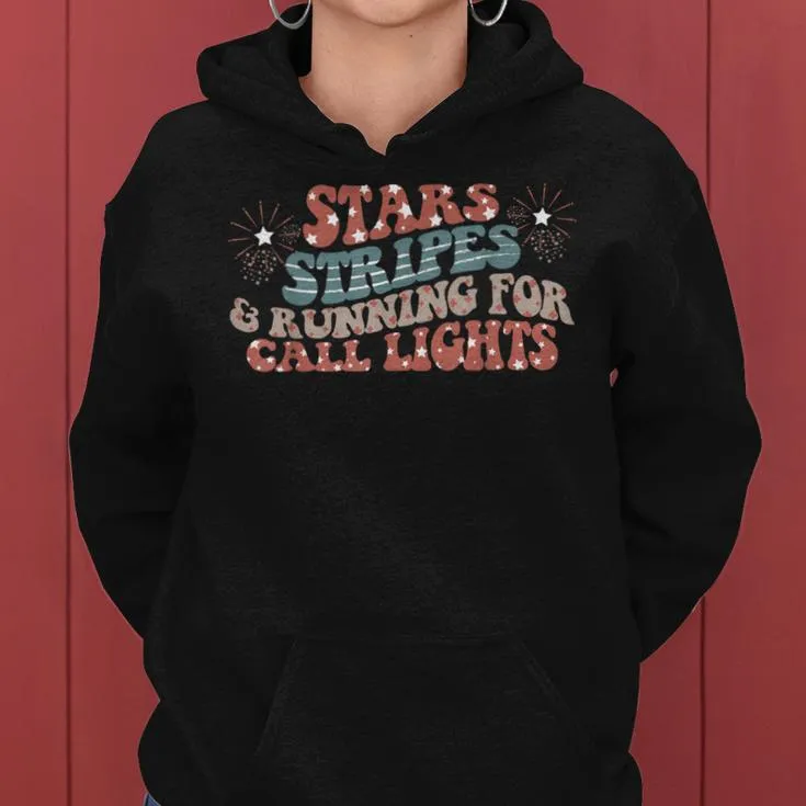 Er Nurse 4Th July Stars Stripes And Running For Call Lights Women Hoodie