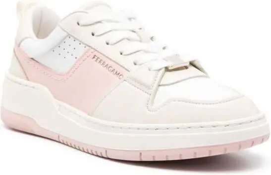 Ferragamo Dennis panelled leather sneakers Pink