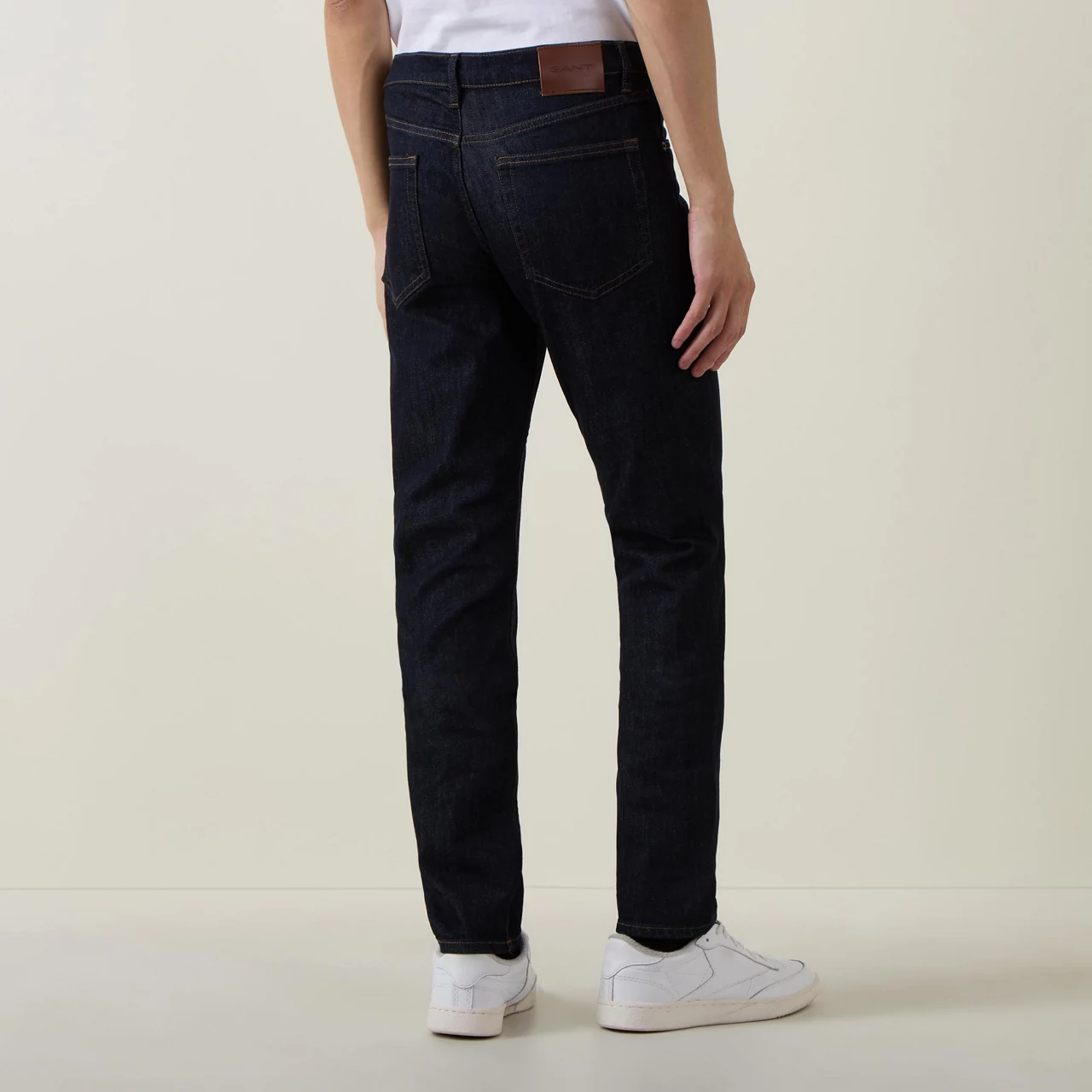 GANT The Sustainable Edit Mid-Rise Slim Leg Jeans - Dark Wash