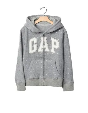 GAP Girls Grey Pro Fleece Logo Zip Hoodie