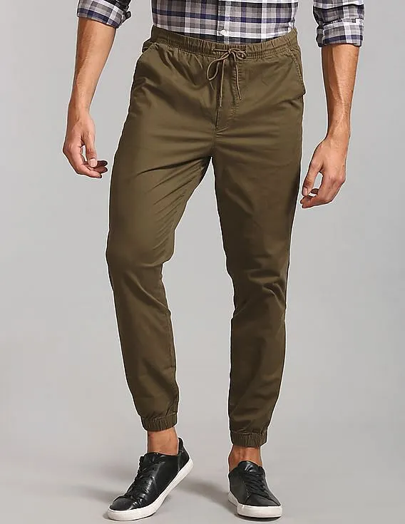 GAP Men Green Twill Joggers With GapFlex