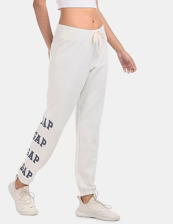 GAP White Brand Print Knit Joggers