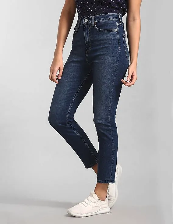 GAP Women Blue High Rise Cigarette Jeans With Secret Smoothing Pockets