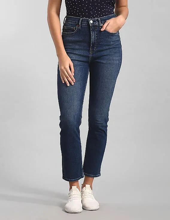 GAP Women Blue High Rise Cigarette Jeans With Secret Smoothing Pockets